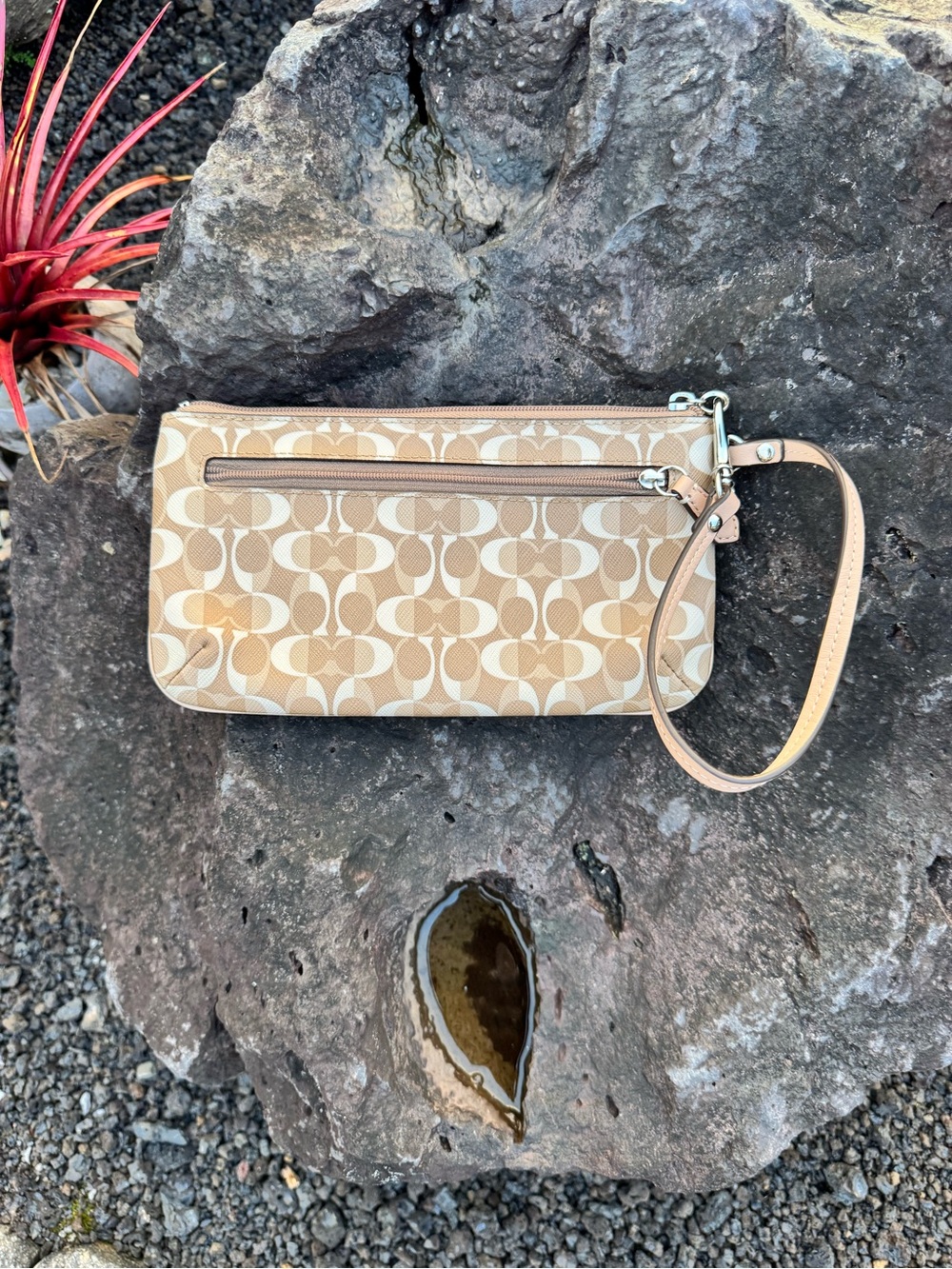 Coach Signature C Multifunction Wristlet Wallet Khaki Cream - Picture 4 of 13